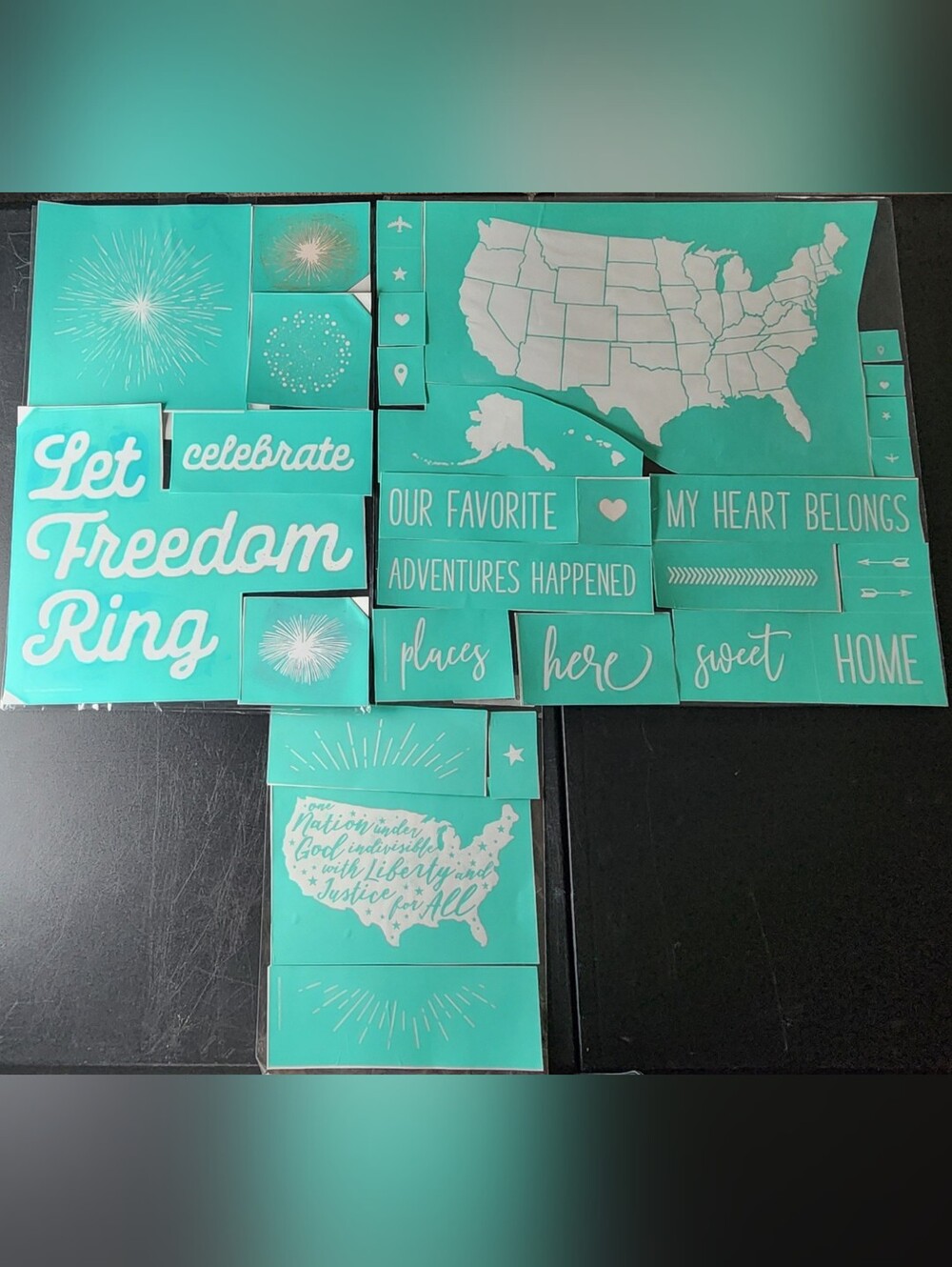 Lot Of 3 Chalk Couture USA Map Patriotic Transfers, Used